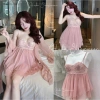 Set Váy Ngủ Hube Sleepwear - Áo Choàng Lụa Voan, Hoa Thêu Nổi, Gọng Ngực Hai Dây