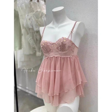 Set Váy Ngủ Hube Sleepwear - Áo Choàng Lụa Voan, Hoa Thêu Nổi, Gọng Ngực Hai Dây 10 Set Váy Ngủ Hube Sleepwear - Áo Choàng Lụa Voan, Hoa Thêu Nổi, Gọng Ngực Hai Dây 10