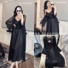 Set Váy Ngủ Lụa Cao Cấp, Áo Choàng Ren Thêu Nổi Dài Tiểu Thư Lyly QCL1 - Hube Sleepwear 645k