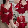 Set Váy Ngủ Lụa Cao Cấp và Áo Choàng Hai Dây Ren Eo Ngực - Xíu Sleepwear Giá 485k