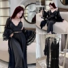 Set Váy Ngủ Lụa và Áo Choàng Voan Ren Viền Eo Lỗ Cổ Sang Chảnh QC Cao Cấp - Hube Sleepwear