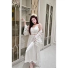Set Váy Ngủ Lụa và Áo Choàng Voan Ren Viền Eo Lỗ Cổ Sang Chảnh QC Cao Cấp - Hube Sleepwear 6