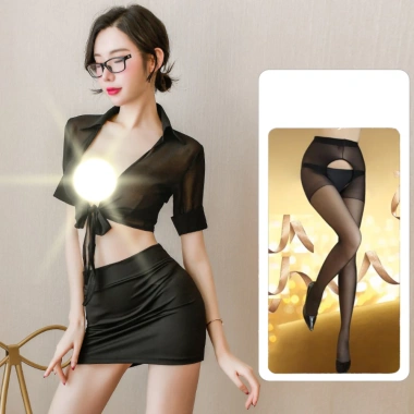 Set váy ngủ thư ký buộc trước DN98 - Bộ ngủ cosplay sexy, gợi cảm quyến rũ, 186.000₫ 4