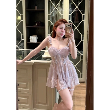 Set Váy Ngủ và Áo Choàng Bèo Ren Cao Cấp - Nhún Ngực, Dây Nơ Nhí, Xẻ Xuyên Thấu - Hube Sleepwear Giá Ưu Đãi 445k 2 Set Váy Ngủ và Áo Choàng Bèo Ren Cao Cấp - Nhún Ngực, Dây Nơ Nhí, Xẻ Xuyên Thấu - Hube Sleepwear Giá Ưu Đãi 445k 2