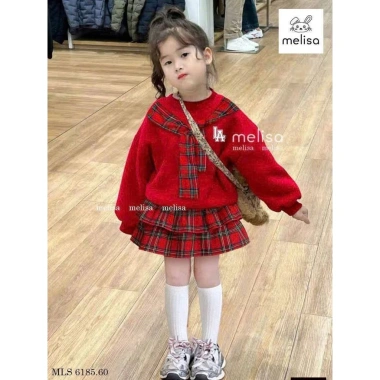 Set váy thu đông 8-28kg cho bé gái - Váy đỏ dịu nhẹ, giá ưu đãi 159.000₫