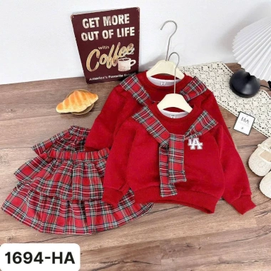 Set váy thu đông 8-28kg cho bé gái - Váy đỏ dịu nhẹ, giá ưu đãi 159.000₫ 5