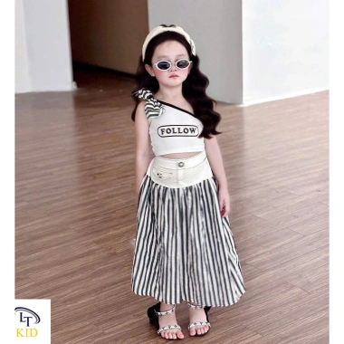 Set váy trễ vai bé gái 8-30kg, thời trang sành điệu, giá ưu đãi 129.000₫