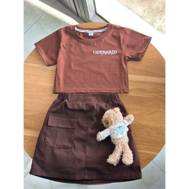 Set váy xinh bé gái áo cotton ctoptop phối chân váy tặng gấu bông size 10-30kg 145k