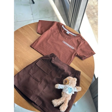 Set váy xinh bé gái áo cotton ctoptop phối chân váy tặng gấu bông size 10-30kg 145k