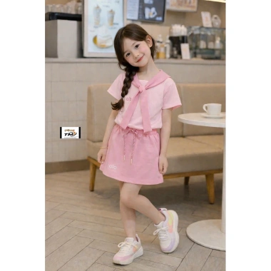 Set váy xinh cho bé gái + khăn mềm, size 10-30kg, giảm giá 159.000đ, chất liệu thoáng mát 3