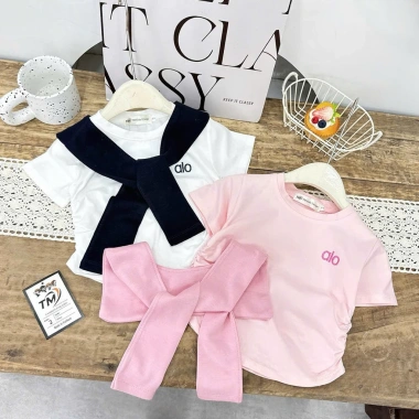 Set váy xinh cho bé gái + khăn mềm, size 10-30kg, giảm giá 159.000đ, chất liệu thoáng mát 5