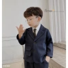 Set vest dài tay bé trai Beemo 2 túi vải text chéo mềm mại, cà vạt tặng, phù hợp sự kiện và Tết 23.316B1 3