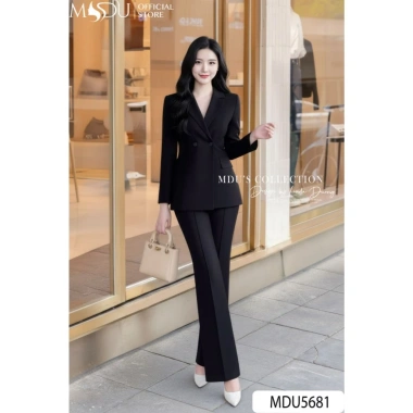 Set Vest Đen Gold Nhật Cao Cấp MDU5.681 - Áo Vest Dài Tay & Quần Tây Ống Loe, Giá 859.000