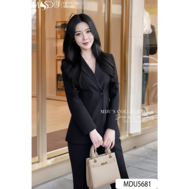 Set Vest Đen Gold Nhật Cao Cấp MDU5.681 - Áo Vest Dài Tay & Quần Tây Ống Loe, Giá 859.000