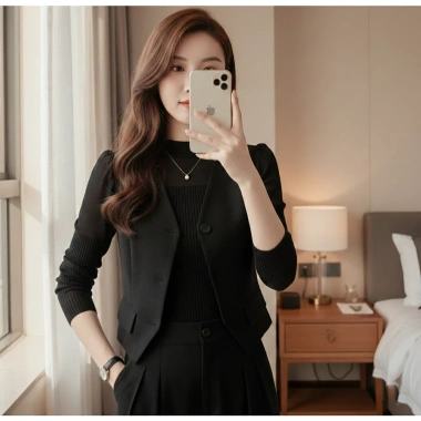 Set Vest Gile Lửng Nữ + Quần Tây Ống Rộng Cao Cấp – Phong Cách Hàn Quốc Thanh Lịch, Giá ưu đãi 223.380₫