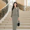 Sét Vets Công Sở Nữ Áo Vest Cổ Sen + Chân Váy Dài Thanh Lịch Giá 379.000 VND