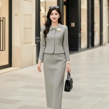 Sét Vets Công Sở Nữ Áo Vest Cổ Sen + Chân Váy Dài Thanh Lịch Giá 379.000 VND 3 Sét Vets Công Sở Nữ Áo Vest Cổ Sen + Chân Váy Dài Thanh Lịch Giá 379.000 VND 3