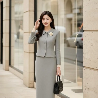 Sét Vets Công Sở Nữ Áo Vest Cổ Sen + Chân Váy Dài Thanh Lịch Giá 379.000 VND