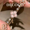 Set vòng cổ & vòng tay SAKURA cỏ 4 lá charm hoa đá xà cừ mạ vàng trắng - Giảm 22% chỉ 189.000₫ 9