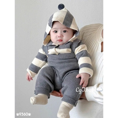 Set Yếm Len Kẻ Siêu Phẩm cho Bé Cưng Noel & Tết Giá Chỉ 248.000