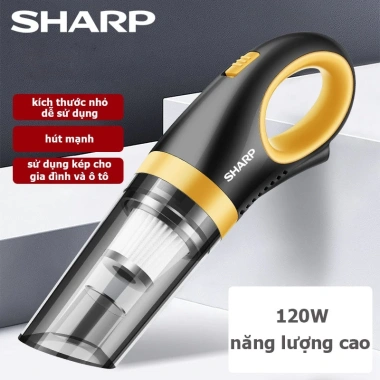 Sharp Máy hút bụi ô tô cầm tay 4 trong 1, 120W 9.000Pa, thiết kế nhỏ gọn không dây