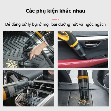 Sharp Máy hút bụi ô tô cầm tay 4 trong 1, 120W 9.000Pa, thiết kế nhỏ gọn không dây