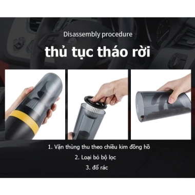Sharp Máy hút bụi ô tô cầm tay 4 trong 1, 120W 9.000Pa, thiết kế nhỏ gọn không dây