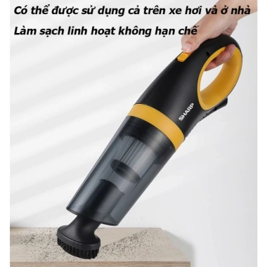 Sharp Máy hút bụi ô tô cầm tay 4 trong 1, 120W 9.000Pa, thiết kế nhỏ gọn không dây