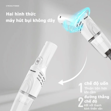Sharp Máy hút bụi xe ô tô cầm tay không dây đa năng, lực hút siêu mạnh Giá 545.000₫