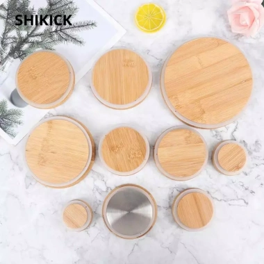 SHIKICK Nắp Tre Gỗ Niêm Phong Silicon Tái Sử Dụng – Chống Rò Rỉ, Dày Lọ Đóng Hộp, Dùng cho Bình Uống – 35.200 VND