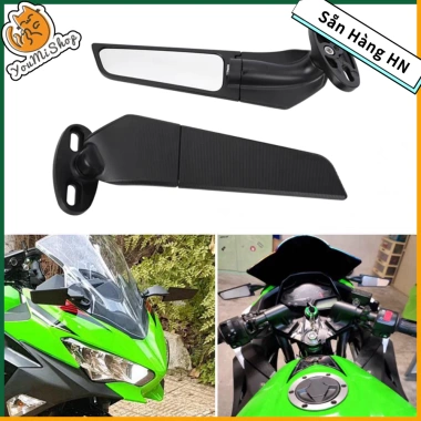 Ship Nhanh Gương chiếu hậu xe máy kiểu cánh gió xoay đa dạng cho Kawasaki Ninja 250‑650 – Giá chỉ 283.000 VND