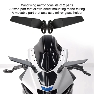 Ship Nhanh Gương chiếu hậu xe máy kiểu cánh gió xoay đa dạng cho Kawasaki Ninja 250‑650 – Giá chỉ 283.000 VND