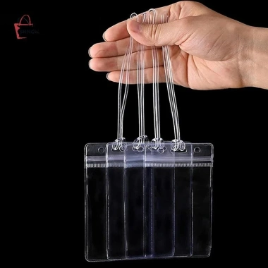 SHNGki 50 Thẻ Du Lịch Túi Nhựa Trong Suốt Dây Đeo Giá Đỡ ID Nhãn Phụ Kiện 73k