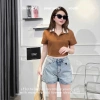 Short Jeans Trơn Cotton Không Co Giãn Lưng Cao UBAN Va Phong Cách Giá 310.000 VND 11
