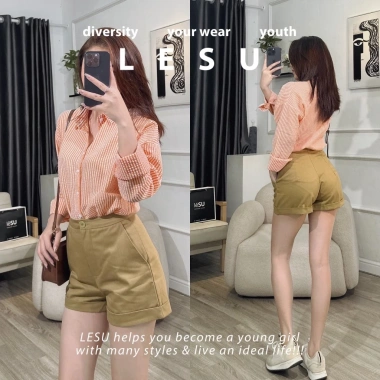 Short kaki cài nút gập lai - Ảnh tự chụp, phong cách trẻ trung, giá chỉ 225.000đ