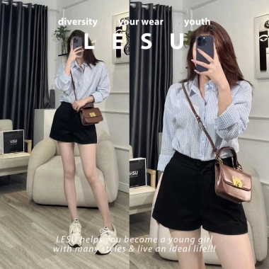 Short kaki cài nút gập lai - Ảnh tự chụp, phong cách trẻ trung, giá chỉ 225.000đ