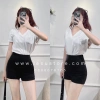 Short thun Umi trơn đen lưng cao - Ảnh tự chụp thời trang, giảm giá 152k 4