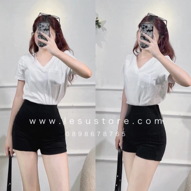 Short thun Umi trơn đen lưng cao - Ảnh tự chụp thời trang, giảm giá 152k 4