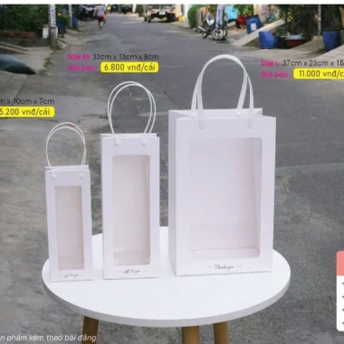 Sỉ 10 Cái 2 Màu MS Túi 62 - Túi đựng hoa khô, hoa tươi, chai gội đầu, lọ sản phẩm có cửa sổ mica Xưởng Hộp Túi PGB