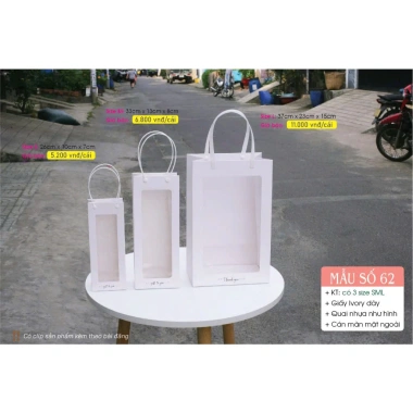 Sỉ 10 Cái 2 Màu MS Túi 62 - Túi đựng hoa khô, hoa tươi, chai gội đầu, lọ sản phẩm có cửa sổ mica Xưởng Hộp Túi PGB 4 Sỉ 10 Cái 2 Màu MS Túi 62 - Túi đựng hoa khô, hoa tươi, chai gội đầu, lọ sản phẩm có cửa sổ mica Xưởng Hộp Túi PGB 4