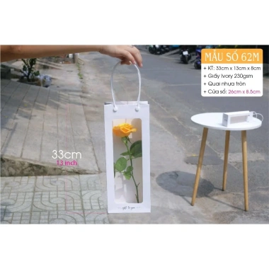 Sỉ 10 Cái 2 Màu MS Túi 62 - Túi đựng hoa khô, hoa tươi, chai gội đầu, lọ sản phẩm có cửa sổ mica Xưởng Hộp Túi PGB