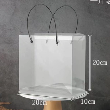 Sỉ 10 hộp MIKA TRONG quai xách đen M18, hộp mica nhựa đựng hoa, quà Tết 105k