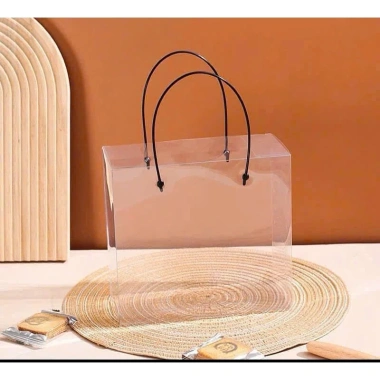 Sỉ 10 hộp MIKA TRONG quai xách đen M18, hộp mica nhựa đựng hoa, quà Tết 105k