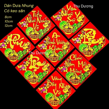 Sỉ 10 miếng dán dưa nhung cao cấp Trang trí Tết mẫu mới 2.026, giá chỉ 39.600₫