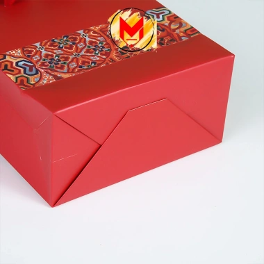 Sỉ 10 Túi Giấy Đựng Quà Tết Họa Tiết Đỏ Cao Cấp – Thổ Cẩm Quai Vải Sang Trọng