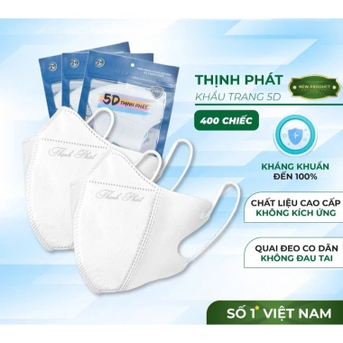 Sỉ 100-500 chiếc khẩu trang 5D THỊNH PHÁT chính hãng 3 lớp kháng khuẩn chống bụi nắng và UV giá 43.218 2