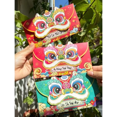 Sỉ 50 Hình Đầu Lân Lì Xì Kiểu Ngang Bao Thư dày Tết Ất Tỵ 2.025 Giá chỉ 91.000đ 2