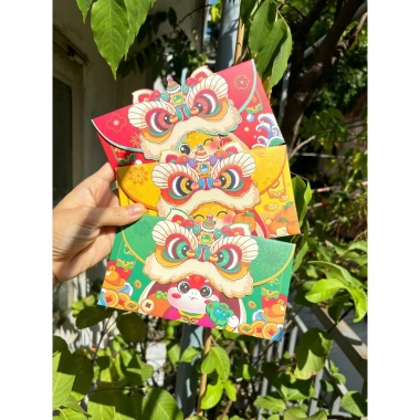 Sỉ 50 Hình Đầu Lân Lì Xì Kiểu Ngang Bao Thư dày Tết Ất Tỵ 2.025 Giá chỉ 91.000đ 5