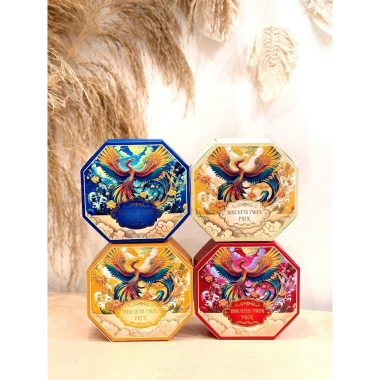 Sỉ combo 10 bộ vỏ hộp bánh bát giác COCONUT không lõi kẹo - mẫu mới 4 màu trang trí quà Tết giá 7.000đ