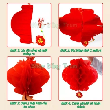 Sỉ COMBO 100 Đèn lồng tổ ong đỏ nilong chống nước - Treo trang trí Tết 111.720₫ 5